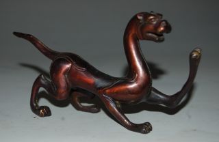 Chinese Copper Archaistic Chilong Dragon Statue Nr photo