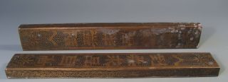 Pair China Chinese Brass Scroll Weights W/ Avian & Calligraphy Decor Ca.  1920 ' S photo