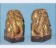 Gold Gilt/pair Of Antique Chinese Wooden Lions/ Foo Dogs Foo Dogs photo 1