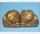 Gold Gilt/pair Of Antique Chinese Wooden Lions/ Foo Dogs Foo Dogs photo 4