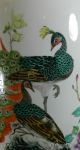 Antique Hand Painted Porcelain Chinese Enamelled Vase Peacock Kwan Yin Vases photo 6
