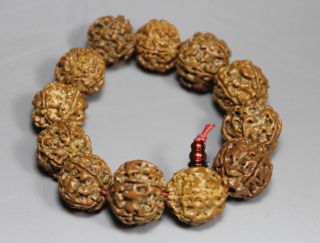Chinese Old Nut Handwork Buddha Beads Blessing Bracelet photo