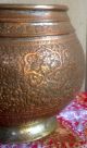 Antique Small Engraved Damascus Vase Vessel Silver On Copper Ottoman Or Persian Middle East photo 1