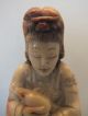 Chinese Soapstone Figure Of A Woman Holding A Vase & Beads 19thc Jade/ Hardstone photo 1