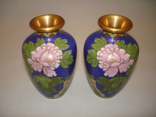 A Pair Chinese Antique Cloisonne Vase 4 Inch photo