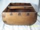 Antique 1800 ' S Wooden Rice Grain Measure Basket/bucket With Old Metal Repairs Baskets photo 2