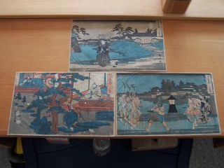 Japanese Woodblock Prints (3) 47 Ronin Act 2,  3 & 10 Hiroshige Ii photo