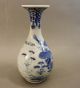 Antique 19thc Chinese Blue & White Porcelain Vase Bottle Form Vases photo 3
