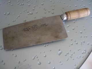 Vintage Steel Foshan Broad Cleaver Chopping Knife Hatchet Three Rams Brand 12 