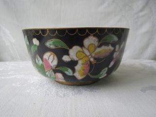 Antique Chinese Cloisonne Enamel Brass Design Butterfly Bowl photo