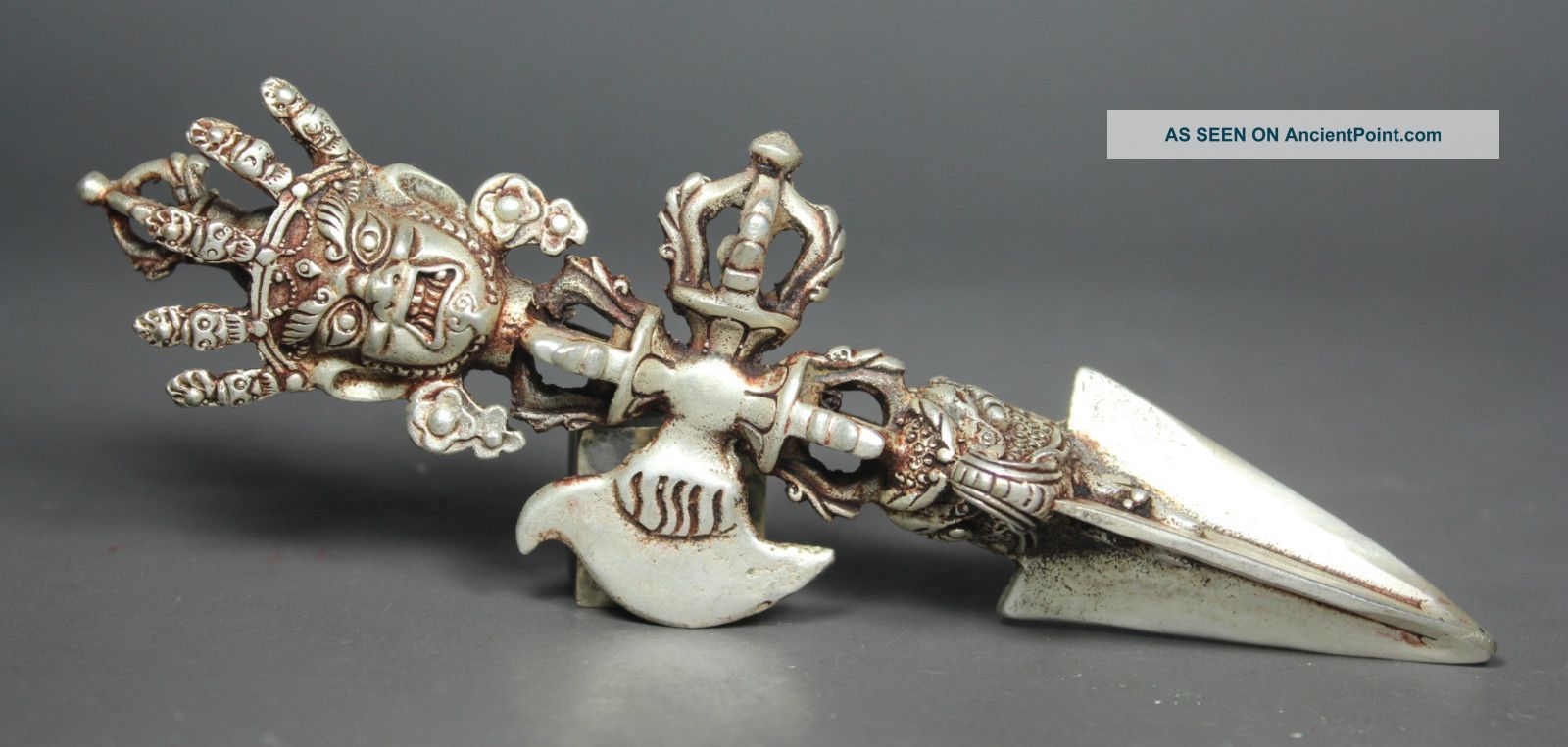 Chinese Old White Copper Handwork Buddha Blessing Decoration Other photo