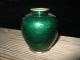 Green Japanese Cloisonne Vase Silver Rim Green Foil Work Ando Shippo Vases photo 1