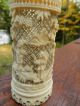 Antique Chinese Carved Faux Ivory Ox Bone Jar Urn Boxes photo 4