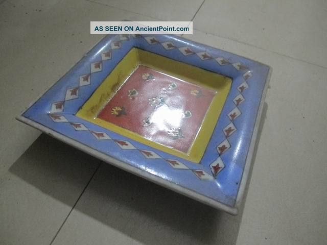 Glaze Plate Porcelain Squaredbeautiful Chinese Exquisite Old No.  16 Plates photo