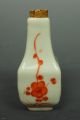 Chinese Antique Vintage Iron Red Glaze Handpainted Floral Porcelain Snuff Bottle Vases photo 3