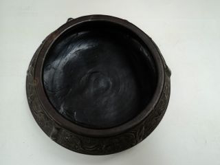 1920 ' S Japanese Pottery Bowl Bronze Style Dragon Bird Stylized Export Item photo