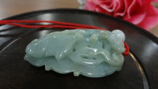 Light Green 100%natural A Jade Jadeite Pendant/reptiles On The Leave photo