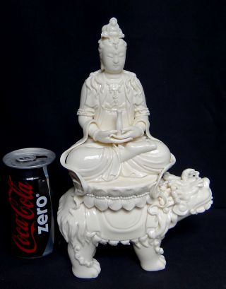 Chinese White De Hua Porcelain Kwan Yin Buddha With 11.  5 