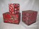 3 Hand Made Vintage Asian Oriental Silk Floral Cloth Drawer Box Boxes Other photo 1