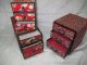 3 Hand Made Vintage Asian Oriental Silk Floral Cloth Drawer Box Boxes Other photo 2