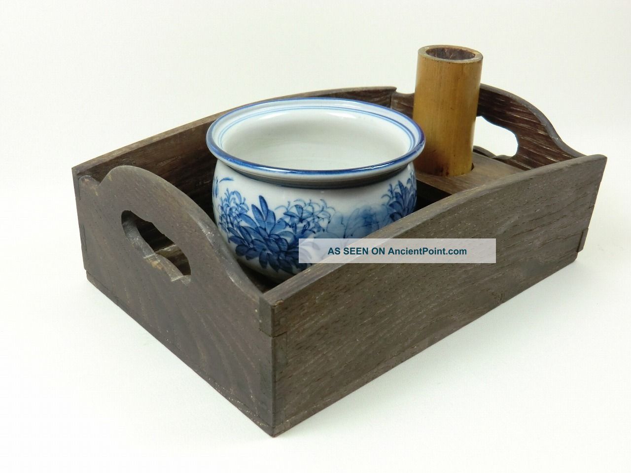 Japanese Vintage Tabako - Bon Tobacco Kiseru Tray Hibachi Brazier Kiri Wood Signed Boxes photo