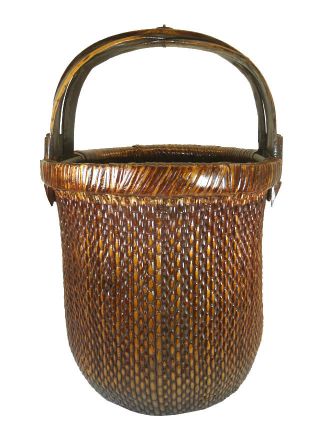 Chinese Antique Country Style Handmade Big Wicker Basket photo