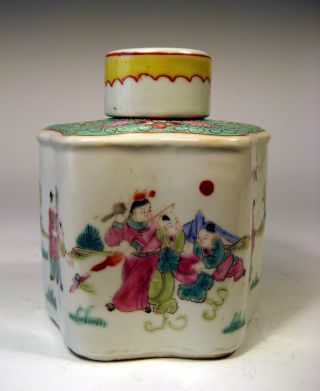 China Chinese Famille Rose Butterfly Shape Figural Decor Pottery Tea Caddy 1920 photo