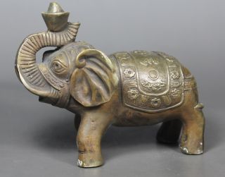 Chinese Handwork Elephant Old Copper Statue photo