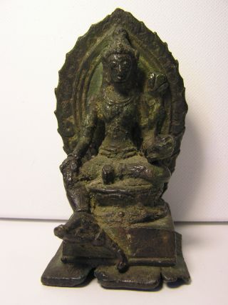 Javanese Bronze Of The Bodhisattva Manjusri 14th - 15th Century photo