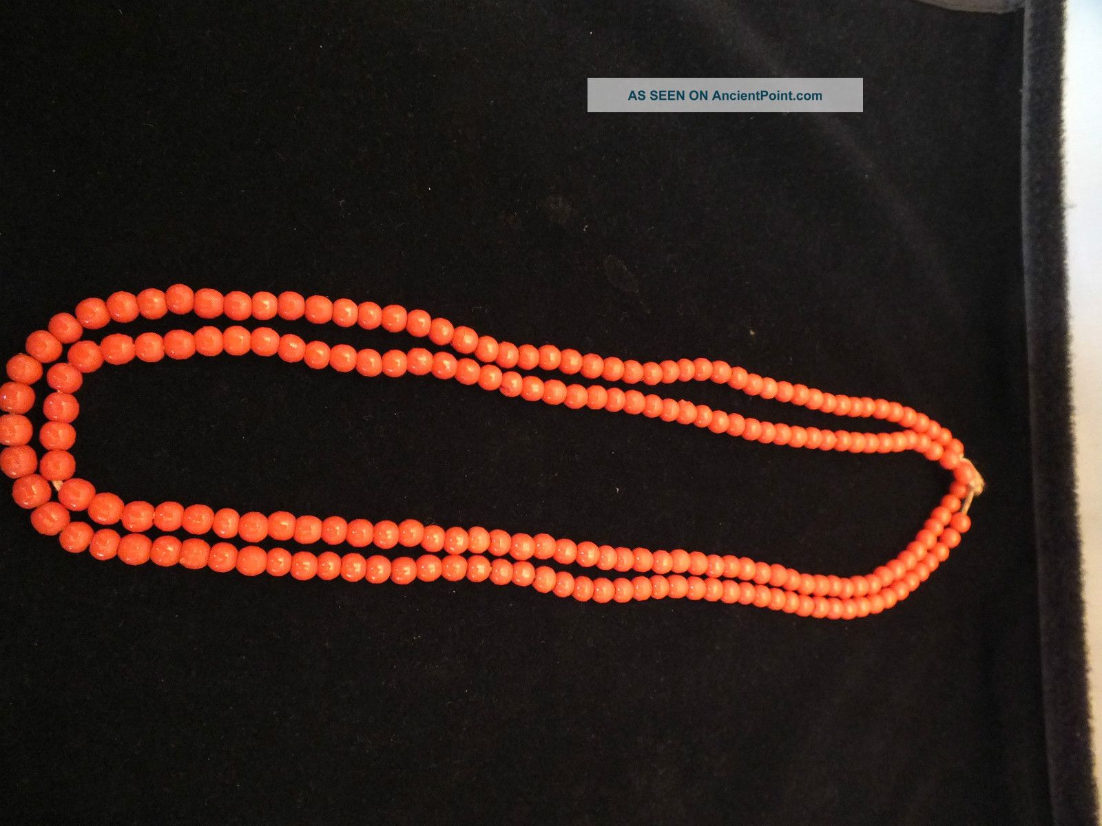 A Good Coral Bead Double String Necklace 19thc Jade/ Hardstone photo