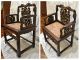 Antique Chinese Throne Chair Mop Inlay,  Marble Seat & Matching Side Table Chairs photo 2
