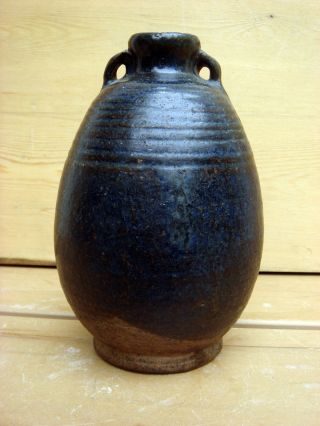 Antique Asian 15c Sawankhalok Ovoid Ring Handle Jar Vessel photo