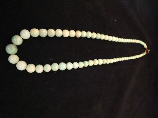 A Good Chinese Celadon Jade Necklace Of Graduating Beads 19thc photo