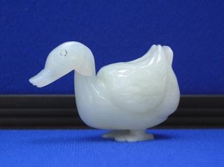 Fine Antique Chinese Qing Dynasty Carved Green Jadeite Duck photo