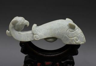 Ancient Chinese Hetian Jade Hand - Carved,  Pendant Chinese Beast Shape Belt Hook photo