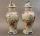 Antique 19thc Chinese Export Porcelain Vase Pair Tea Caddy Vases Fu Dog Lids Nr Vases photo 1