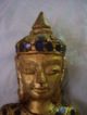 Vintage Hand Carved Gilded Statue Of Siam/thai Muscian - Playing Small Drum Statues photo 1