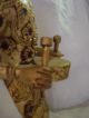 Vintage Hand Carved Gilded Statue Of Siam/thai Muscian - Playing Small Drum Statues photo 5