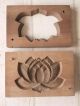 Japanese Antique Kashigata Lotus Flower W/ Cover Hand Carved Wooden Mold Other photo 2