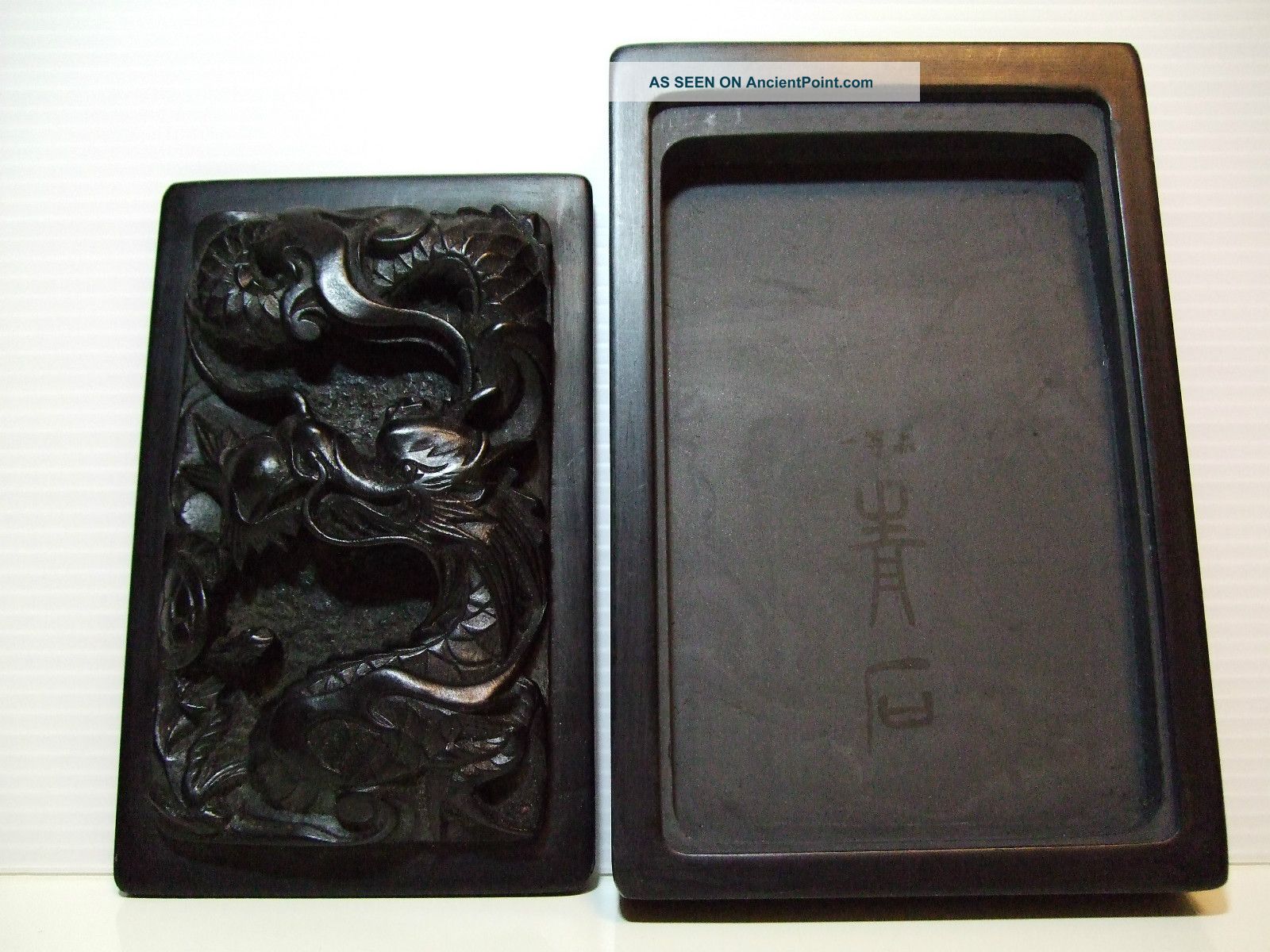 Vintage Suzuri Ink Stone Grinder Dragons Calligraphy Made In Korea Korea photo