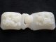 Antique Chinese Carved White Mutton Fat Hetian Jade Dragon Buckle,  Qing Dynasty Snuff Bottles photo 1