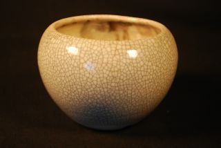 Antique Japanese Incense Burner Flower Pot Small Hibachi Crackle Glaze Porcelain photo