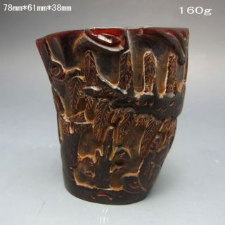 Old Antiques Chinese 100% Ox Horn Hand Carved Jiao Cup Nr/nc2027 photo