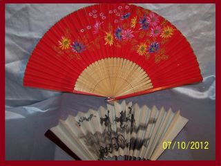 2pcs Vintage Identified Fans,  Fans.  Chinese Or Japanese Price photo