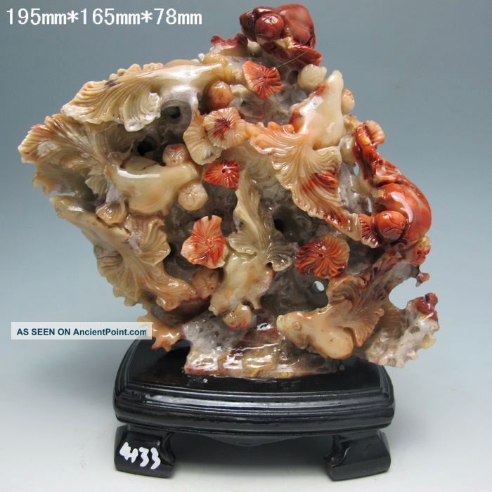 100% Natural Shoushan Stone Hand - Carved Statues - - Goldfish Nr/xy1800 Other photo