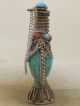 Wonderful Chinese Turquoise Antique 19th Century Old Copper Snuff Bottle 8216 Snuff Bottles photo 1