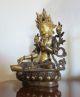 Large Copper With Gold Tibetan Statue Of Sitting Tara Circa Mid 20th Century Tibet photo 1