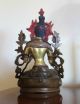 Large Copper With Gold Tibetan Statue Of Sitting Tara Circa Mid 20th Century Tibet photo 6