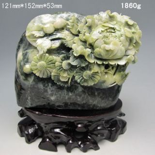 100% Natural Dushan Jade Hand - Carved Statue - - - Cabbage & Plum Nr/xy1973 photo