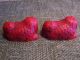 2 Chinese Handcarved Red Cinnabar Lacquer Foo Lion Dog Statues Figurines Foo Dogs photo 3